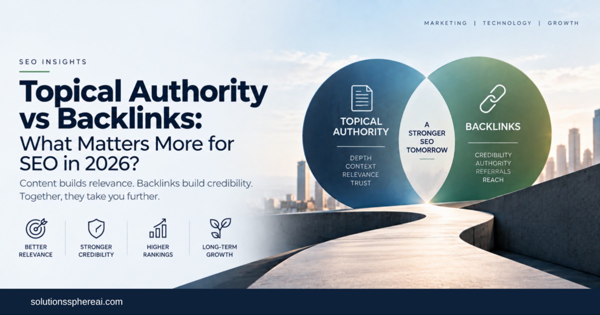 Topical authority and backlinks working together to improve SEO rankings, credibility, and long-term organic growth in 2026.