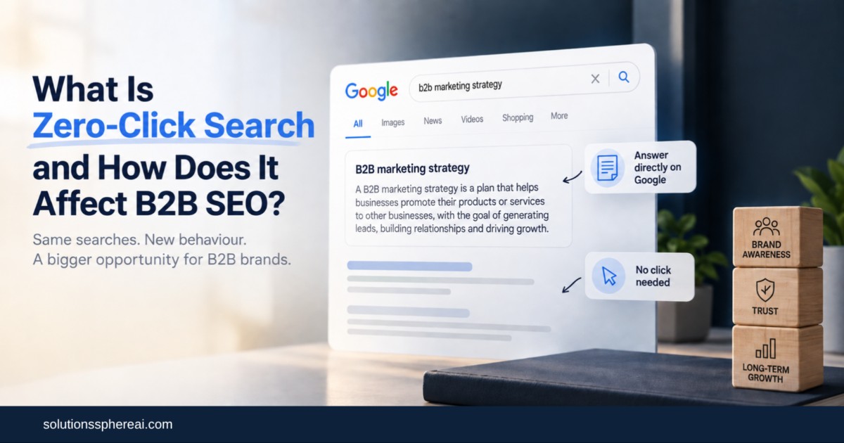 Zero-click search and B2B SEO showing search visibility, brand awareness, trust, and long-term growth